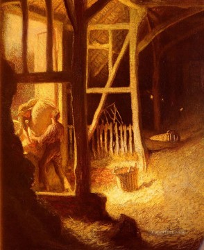 George Clausen Painting - The Barn Door modern peasants impressionist Sir George Clausen